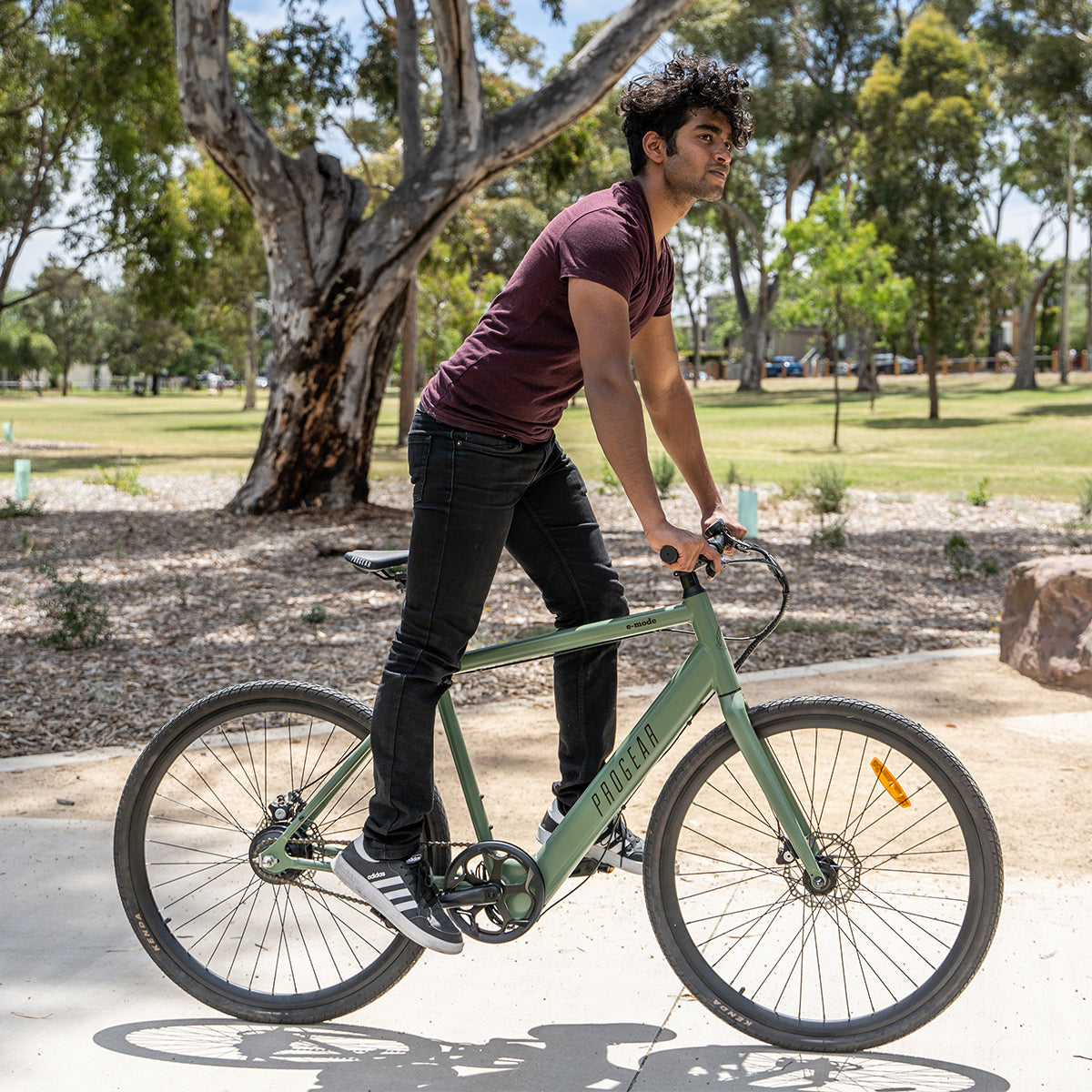 E-Mode Flatbar Electric Road Bike Army Green