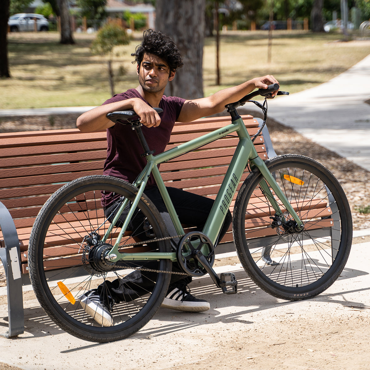 E-Mode Flatbar Electric Road Bike Army Green