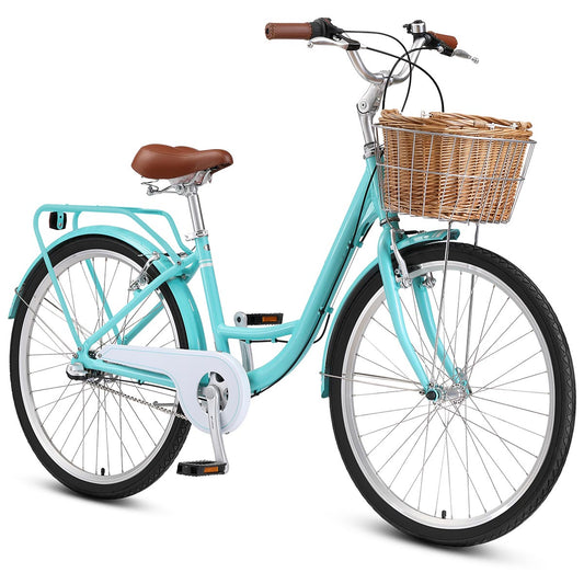 Cruiser Ladies Low Step Through Beach Cruiser Bike Pale Mint with Front Basket (Large, 18")