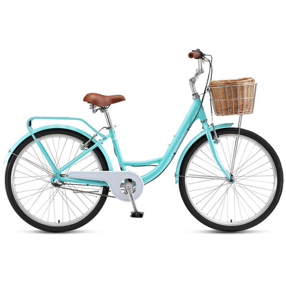 Cruiser Ladies Low Step Through Beach Cruiser Bike Pale Mint with Front Basket (Large, 18")