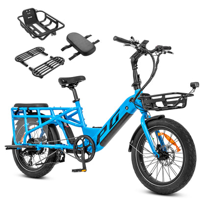 E-Moover Cargo Bike + Transporter Kit - Electric Blue